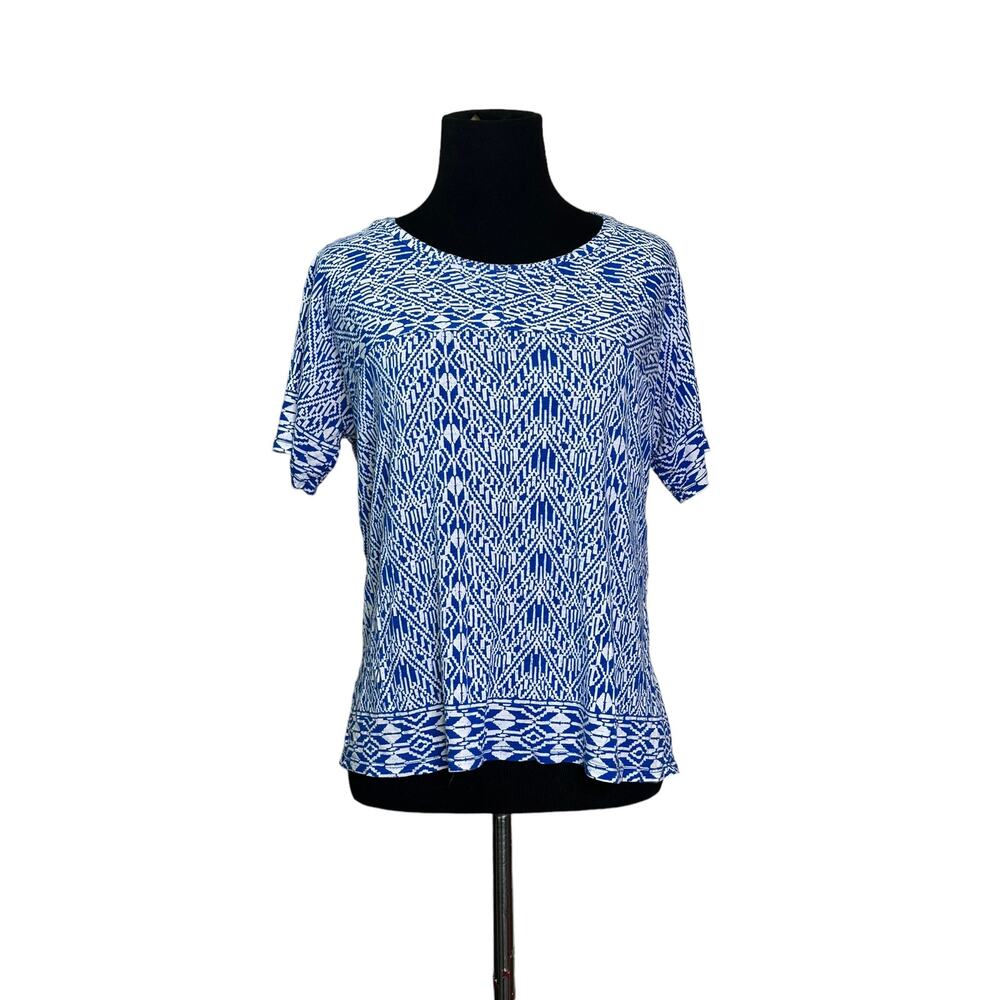 Old Navy blue white print short sleeves tee size small